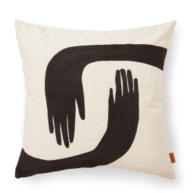 Ferm Living Bavlněný povlak na polštář Pose Embroidered 50 × 50 cm, béžová barva, hnědá barva, textil