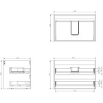 MEXEN/S - Orio koupelnová skříňka pod umyvadlo 70 cm s deskou, 2 zásuvky, černá lesk 91A10-07047-2-BFFC70