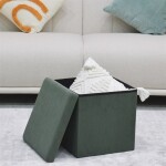 Taburet s úložným prostorem, zelená manšestrová látka