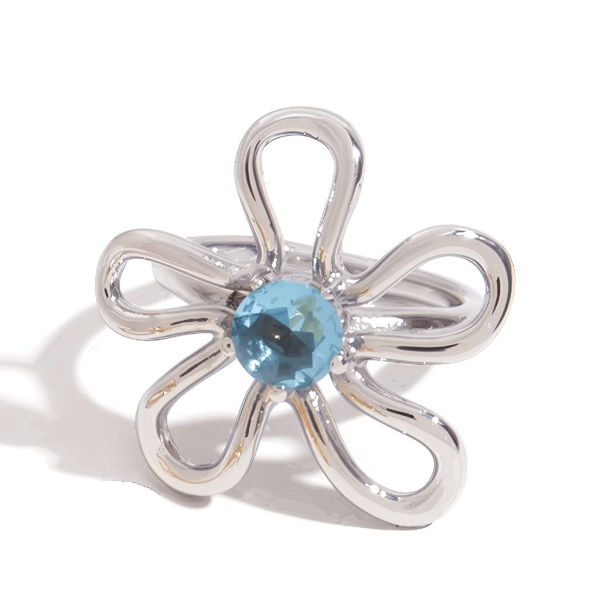 ELENYS Azure Bloom – prsten z prémiové oceli Velikost: 7 (EU: 54-56)