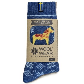 WOOLWEAR of Scandinavia Vlněné ponožky Blue/Yellow Dalahest no. 121 39/42, modrá barva, textil