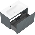 MEXEN/S - Rivel koupelnová skříňka 80 cm s umyvadlem Vela, 1 šuplík, reliéf , grafit mat/bílá mat 91A20-08047-1-BF66-W23M01