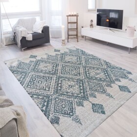 DumDekorace Skandinávský koberec s mátově zelenými vzory