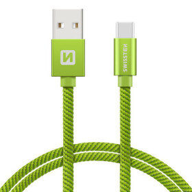 Swissten 71521307 USB 2.0 typ A na C, USB 2.0, zástrčka A - zástrčka C, opletený, 2m, zelený
