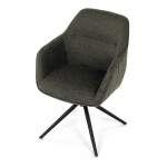 Židle jídelní a konferenční, zelená látka, černé kovové nohy, otočný mechanismus