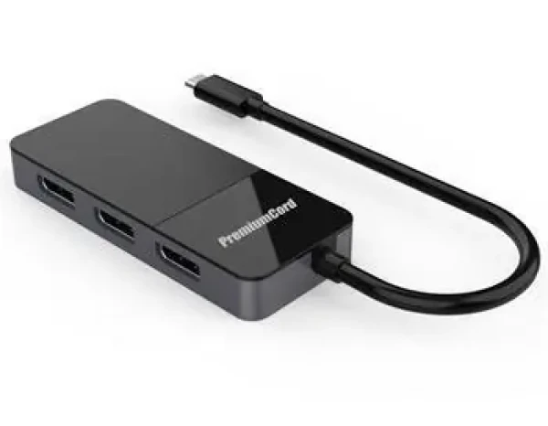 PremiumCord adaptér USB-C na 3x DisplayPort 1.4 MST / Adaptér / 8K / rozšíření, zrcadlení, duplikace (8592220019563)