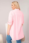 Bavlněná mušelínová košile Plus Size 65622 baby růžová - Kesi UNI