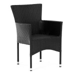 Židle zahradní, černý umělý ratan, kov, stohovatelná.