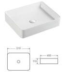 HOPA - Keramické umyvadlo na desku TRANI 51×40,5×11 cm OLKLT2178