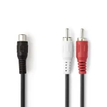Nedis Stereo Audio kabel 2x RCA (M) - RCA (F) 0.20 m (CAGB24020BK02)