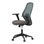 Židle kancelářská, látka zelená, houpací mechanismus, kolečka pro tvrdé povrchy