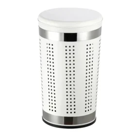 MSV koš na prádlo s polstrovaným víkem bílý / ocel / 46 L (3700703901136)