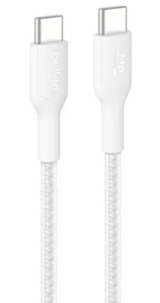 Belkin USB-C - USB-C bílá / Opletený kabel / 240 W / 1 m (CAB025HQ1MWH)