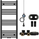CERANO - Koupelnový radiátorový set Benito - kombinované vytápění, wifi tyč - středové připojení 50 mm - 300W - černá matná - 1000x450 mm CER-186193