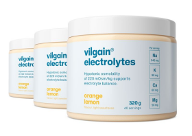 Vilgain Elektrolyty – 3× pomeranč & citron bez stévie 320 g