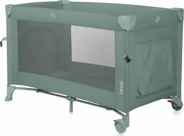 LIONELO Postýlka cestovní Ellen 3v1 Green Sage / přistýlka k posteli / do 15 kg / 2 kolečka s brzdou (LO-ELLEN GREEN SAGE)