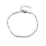 Náramek z nerezové oceli - paperclip chain - platinový - 1 ks