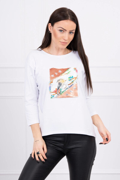 Halenka s grafikou 3D Bird white UNI