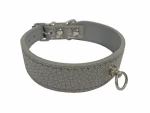 Huhubamboo Metal obojek titanový S / Obojek pro psy / 24 mm x 26-31 cm / Hovězí kůže (355458)