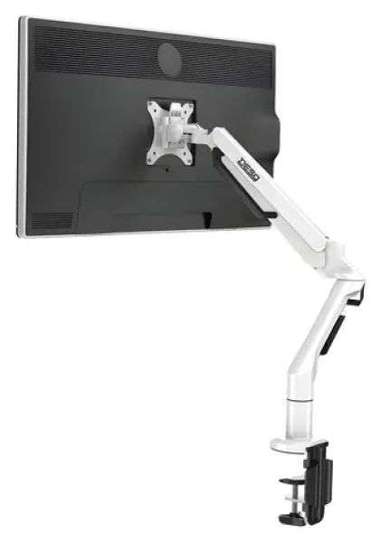 DESQ Držák na monitor bílá / Držák pro jeden monitor / plynová pružina / VESA 75x75, 100x100 / nosnost 3-12 kg (1720.01)