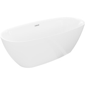 MEXEN/S - Luvo Slim volně stojící vana 170 x 75, bílá, sifon a přepad chrom 52801707500-01