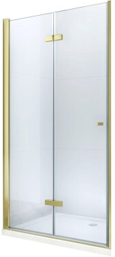 MEXEN - Lima skládací sprchové dveře 70, čiré sklo, zlatý se stěnovým profilem 856-070-000-50-00
