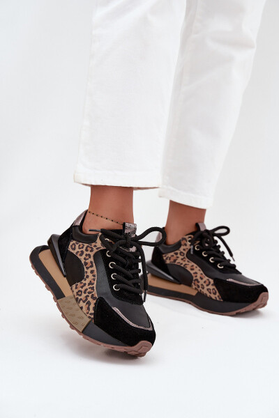 Kožené dámské tenisky na platformě Panterka Artiker 55C0134 Černé 36