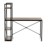 Stůl pracovní s regálem, MDF, dekor staré dřevo, černý kov