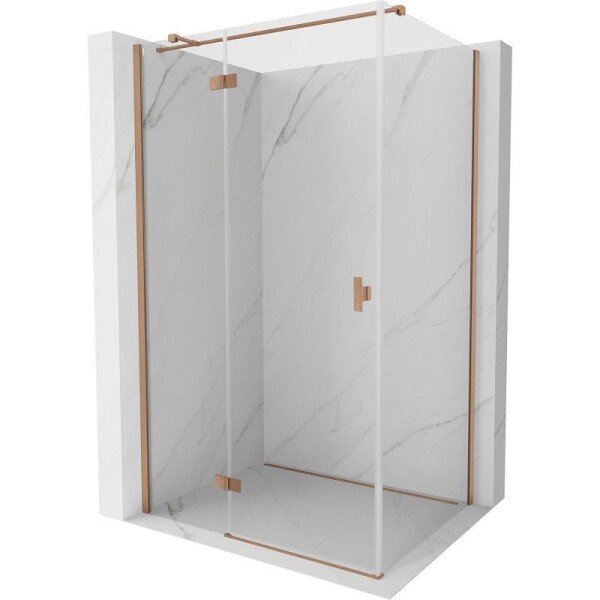 MEXEN/S - Mist H T sprchový kout dveře křídlové levá 90 x 95, transparent, měď kartáčovaná 8A5T-090-095-65-00-L