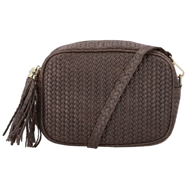 Módní dámská kožená crossbody kabelka Kalea, tmavě hnědá