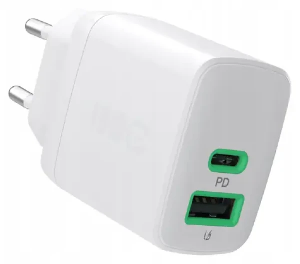 Green Cell PowerSource Duo30 bílá / Nabíječka / USB-A + USB-C / 3 A (CHARB-GC-30AC-W)