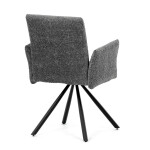Židle jídelní, šedá látka, černý kov, otočný mechanismus 90°/90° (L/P) - funkce reset