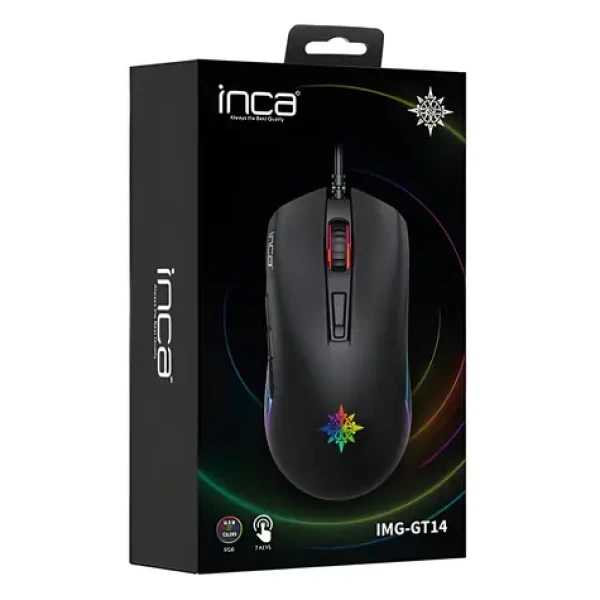 Inca IMG-GT14 černá / drátová herní myš / optická / 3600 DPI / 7 tlačítek / RGB / USB-A / 1,5 m (IMG-GT14)