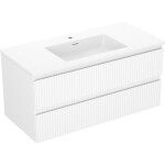 MEXEN/S - Rivel koupelnová skříňka 100 cm s umyvadlem Otis, 2 zásuvky, reliéf , bílá mat 91A20-10047-2-BFF01-W18M01