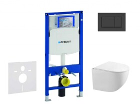 GEBERIT - Duofix Set předstěnové instalace, klozetu Gaia a sedátka softclose, tlačítko Sigma30, matná černá/černá SANI11CA5105