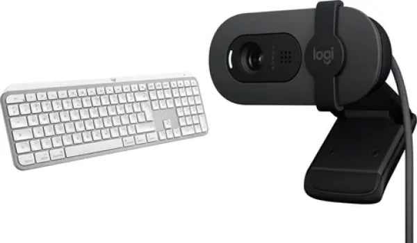 Logitech MX Keys S pro Mac + Brio 100 / Set bezdrátové klávesnice a webkamery / Pro macOS / Bluetooth / USB-C