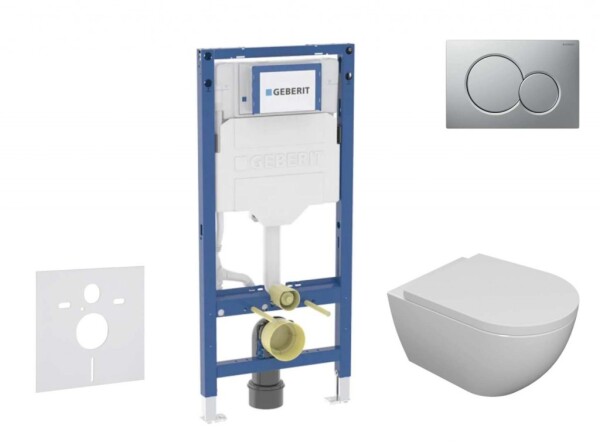 GEBERIT - Duofix Set předstěnové instalace, klozetu Oudee a sedátka softclose, tlačítko Sigma01, lakovaný matný chrom SANI11CA1103B