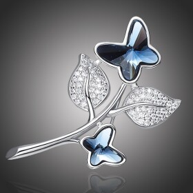Brož Swarovski Elements Rhianna - motýl, Modrá