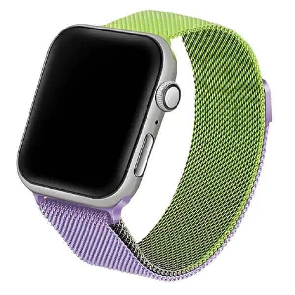 Beline Steel Collection zeleno-purpurový / Pásek pro Apple Watch / 42/44/45/49 mm / nerezová ocel