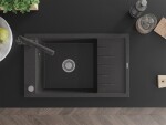 MEXEN/S - Elias granitový dřez 1-miska včetně baterie Duero, černá kropenatá 6511-76-671600-76