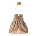 Maileg Princeznovské šaty s korunkou pro myšky Maileg – Big Sister, béžová barva, textil