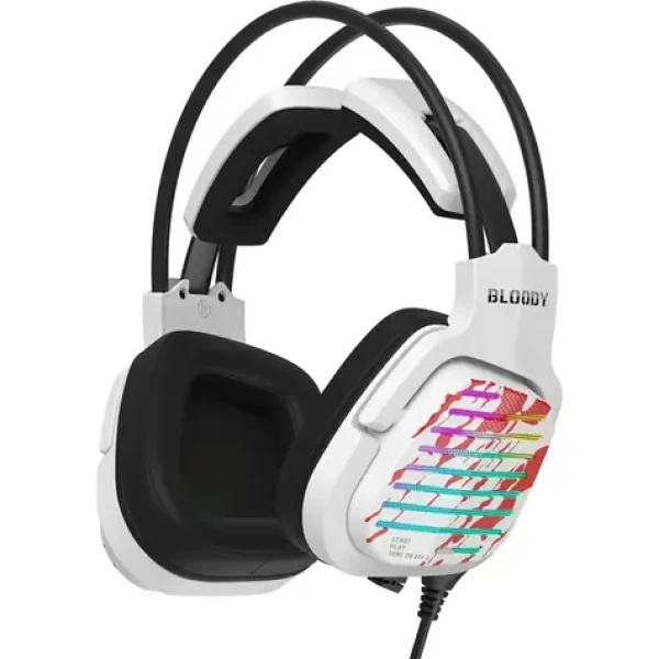 A4tech Bloody G565 Energy bílá / Herní sluchátka s mikrofonem / 7.1 / Mikrofon integrovaný / USB / RGB / 2 m (A4TSLU47749)