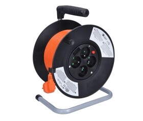 Solight prodlužovací přívod na bubnu, 4 zásuvky, 25m, oranžový kabel, 3x 1,5mm2