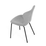 Židle jídelní, stříbrná látka, nohy černý kov