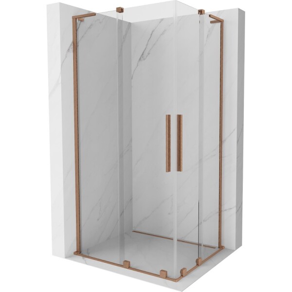 MEXEN/S - Velar L Duo sprchový kout, posuvné dveře 100 x 90, transparent, měď kartáčovaná 871-100-090-02-03-65