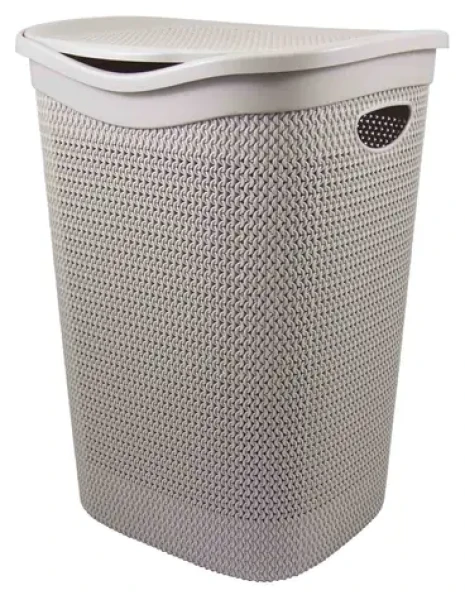 BELLI E FORTI Koš na prádlo RATA béžová / S víkem / 55 l / Plast / Imitace ratanu