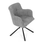 Židle jídelní, šedá látka, černý kov, otočný vratný mechanismus 90°/90° (L/P) - funkce reset