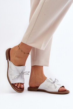 Kožené dámské žabky Zazoo 2659/005 stříbrné 36