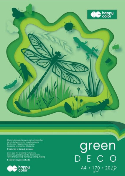 Blok DECO GREEN A4 170g, 20 archů, 5 barev