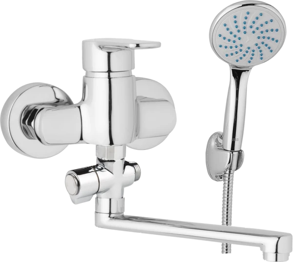 JB Sanitary Nástěnná umyvadlová a sprchová baterie MIRAM, rozteč 100 mm, otočný přepínač, s příslušenstvím, ramínko 200 mm M10 32 01